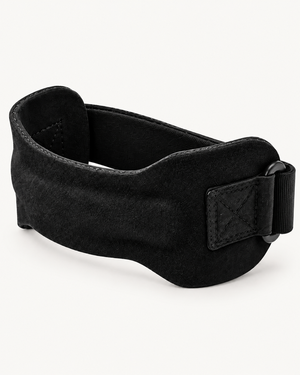 STEP STRG black cowhide patella knee support strap on white background
