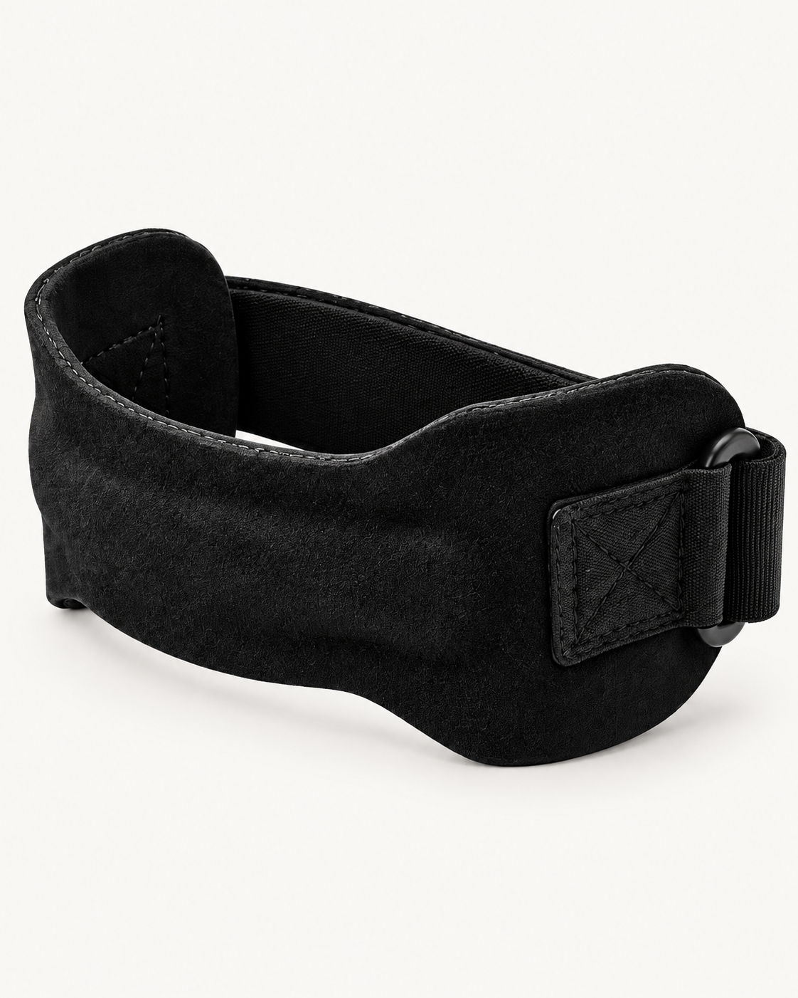 STEP STRG black cowhide patella knee support strap on white background