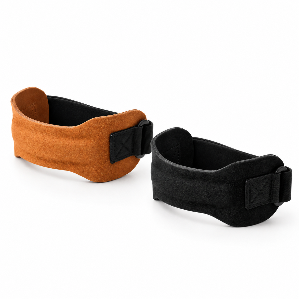 STEP STRG tan and black cowhide patella knee strap support